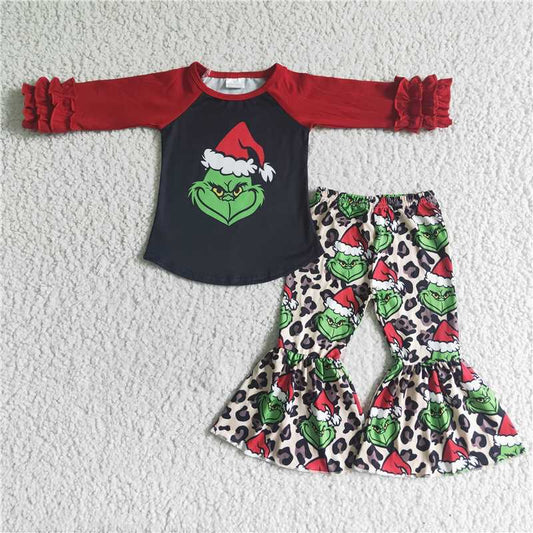 girls Xmas cartoon Tops bottoms Set GLP0010