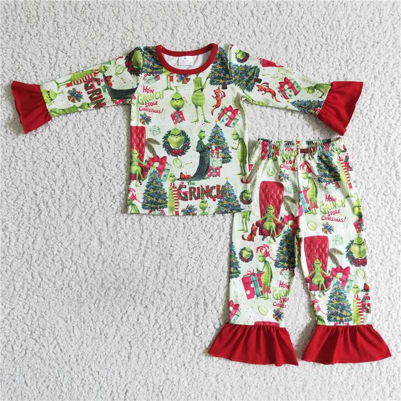 girls Xmas cartoon Pajamas set GLP0142