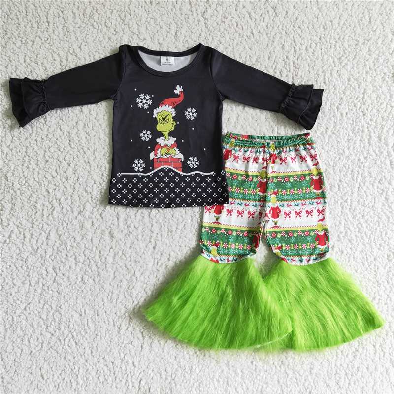 girls Xmas cartoon Tops bottoms Set GLP0152