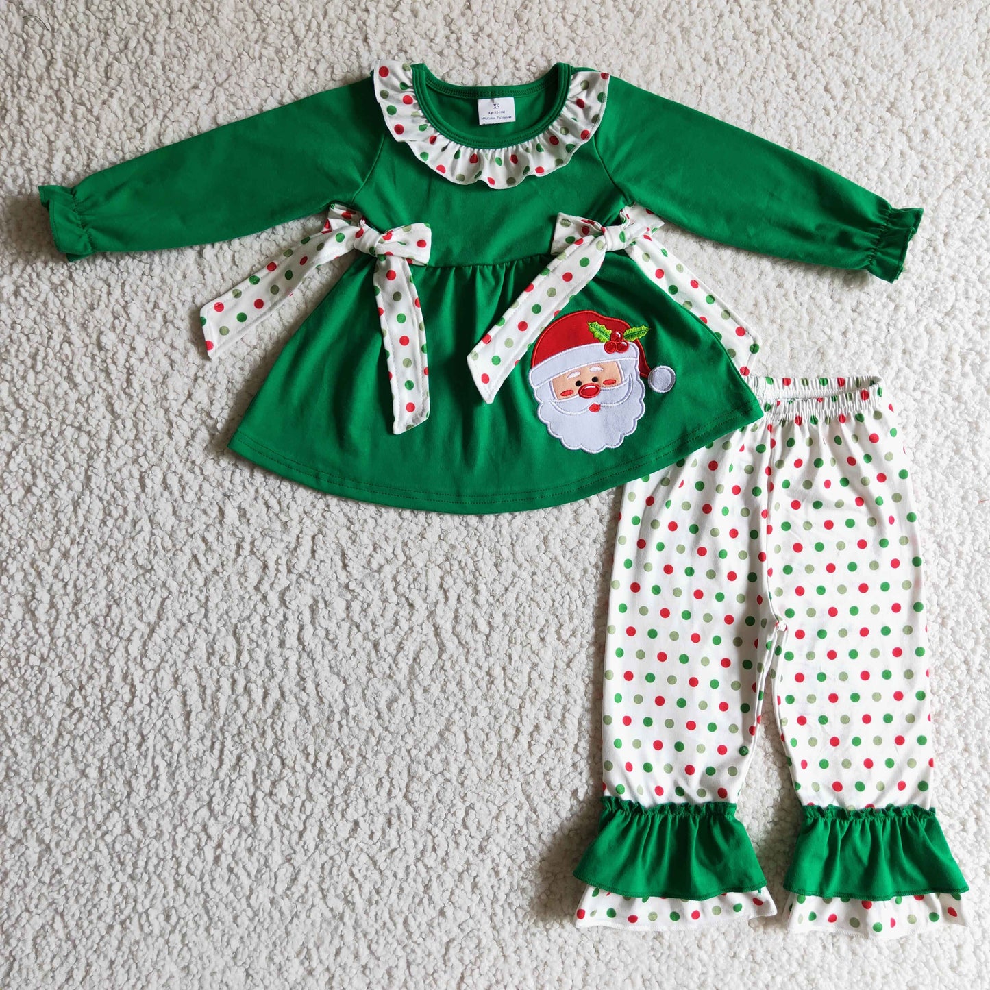 Sibling Baby Boys Girls Embroidery Santa Christmas Tee Shirts Clothes Set Knee Length Dress Rompers
