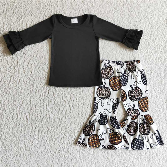 girls leopard pumpkin black suits GLP0263