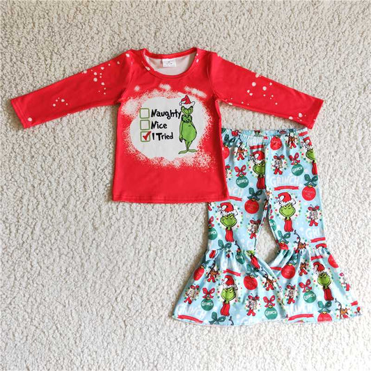 girls Xmas red Tops bottoms Set GLP0294