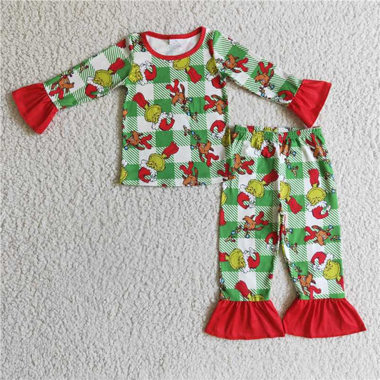 girls Xmas cartoon Pajamas set GLP0295