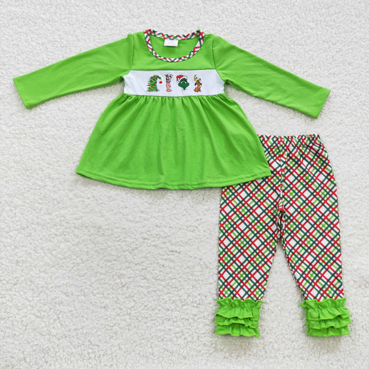 girl cartoon green tops bottoms sets GLP0441