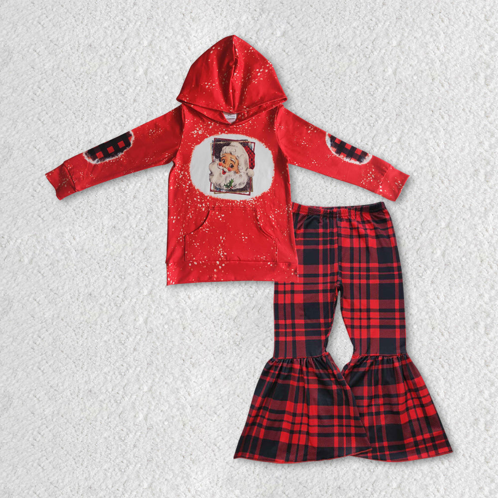Sibling Baby Boys Girls Santa Lights Hoodie Top Leggings Bell Bottom Pant Christmas Clothes Set