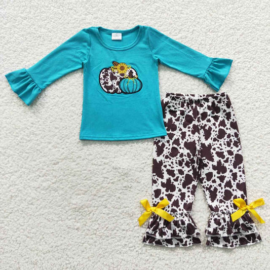 girls leopard pumpkin autumn suits GLP0461