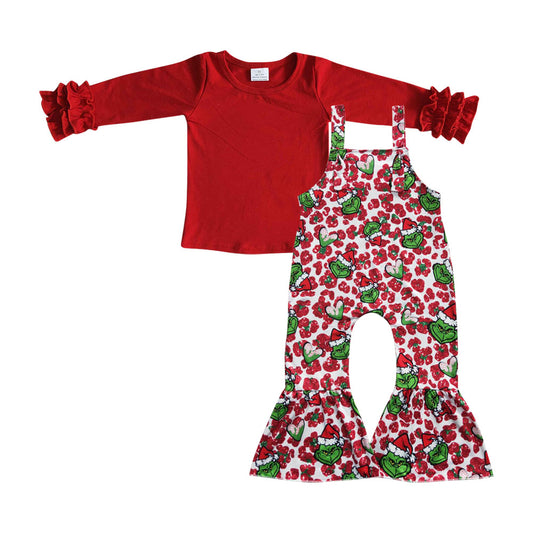 girls Christmas grinch suspender overalls GLP0462