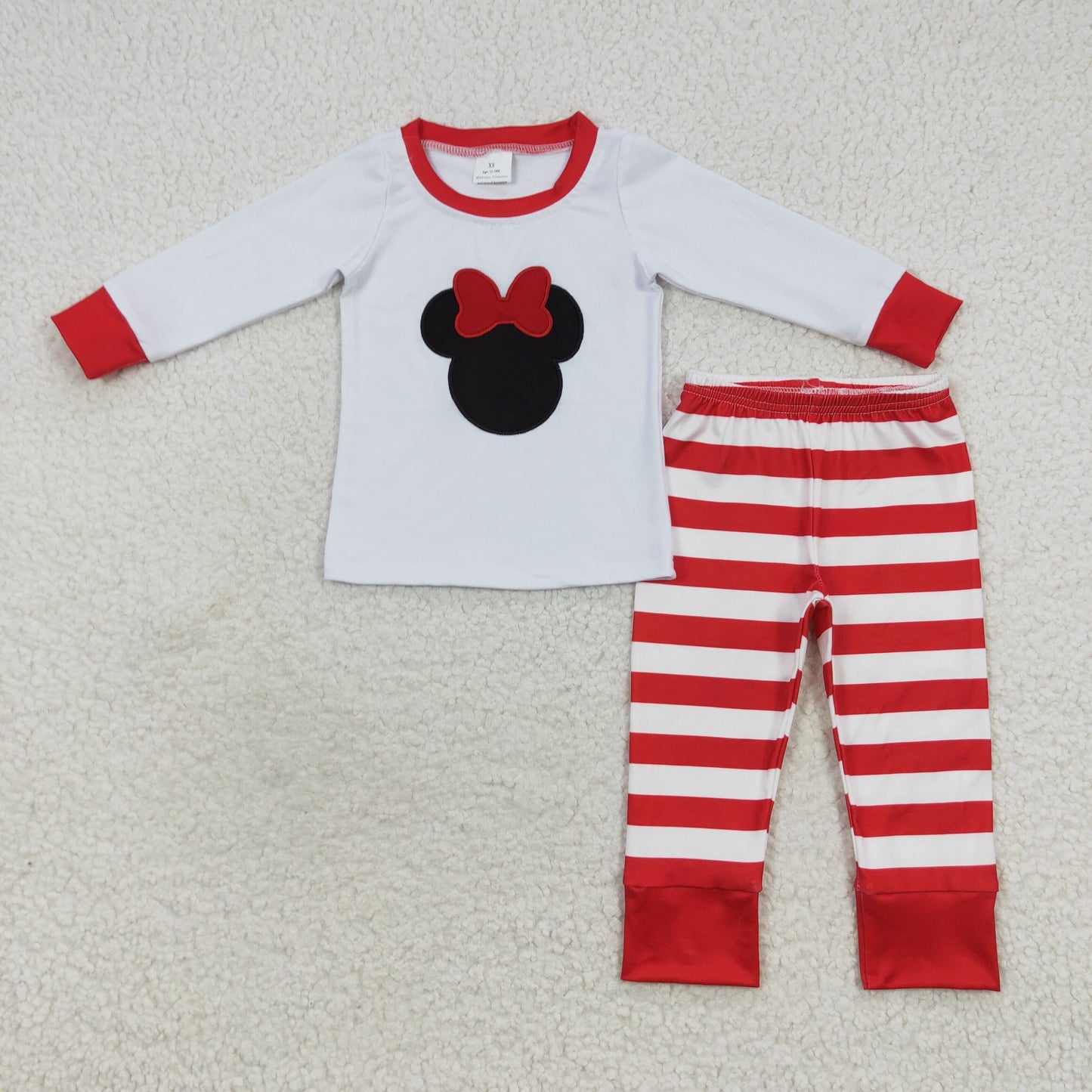 girl Christmas embroidery striped long sleeve lounge set GLP0508