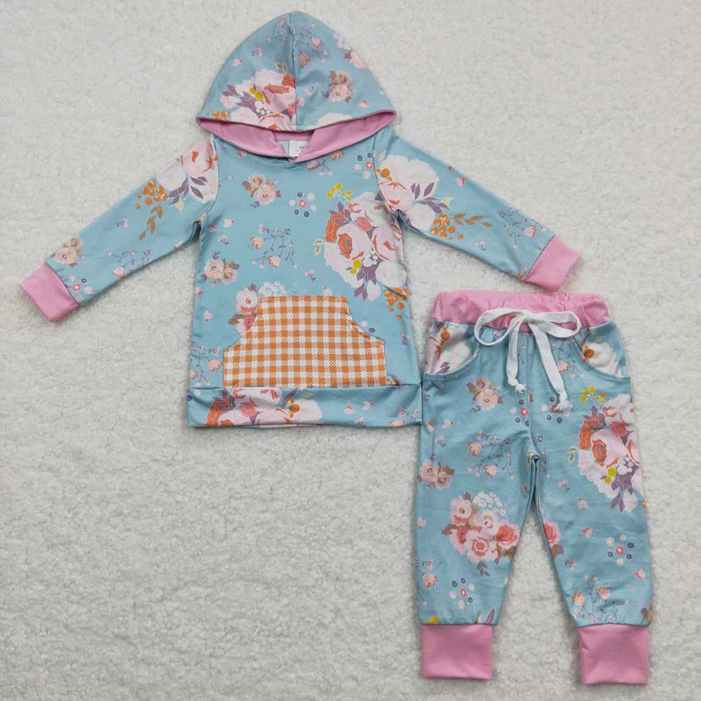 Sibling Baby Girls Hoodie Floral Top Pants Clothes Sets