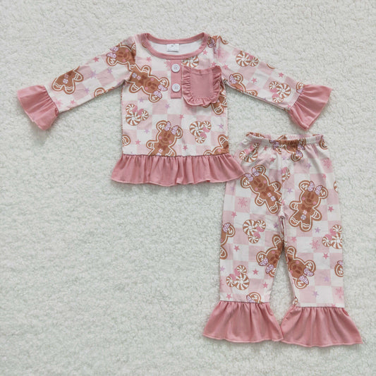 cartoon ginger print pink girls lounge set GLP0548