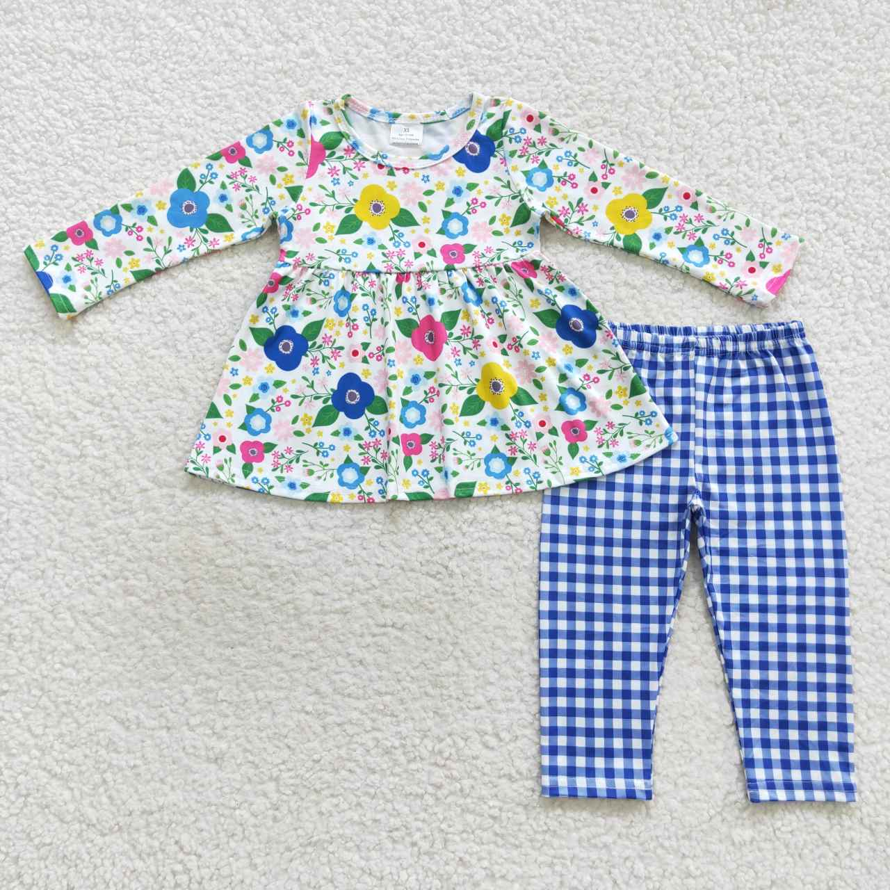 Sibling Baby Girls Bows Flowers Tunic Leggings Pant Long Ruffle Sleeves Clothes Sets