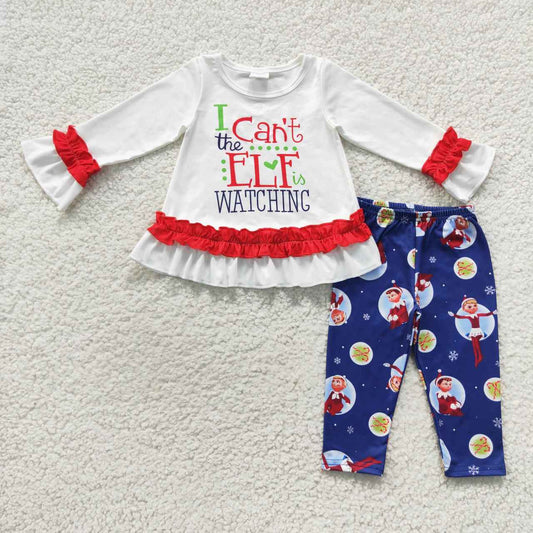 Girl i can't letter print Christmas clothes sets GLP0641