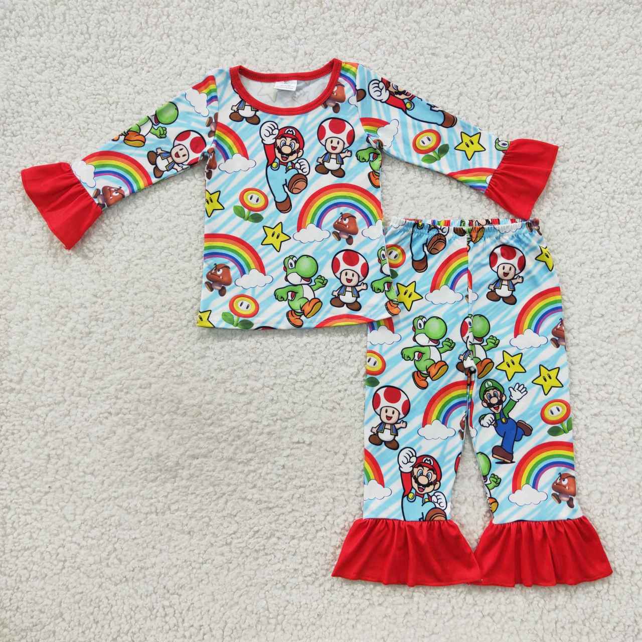 Christmas cartoon rainbow girl pajamas set GLP0668