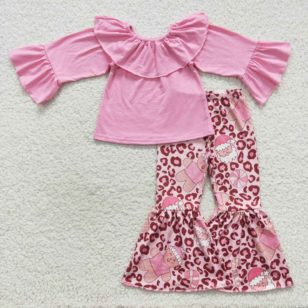 christmas santa leopard print pink outfit GLP0673