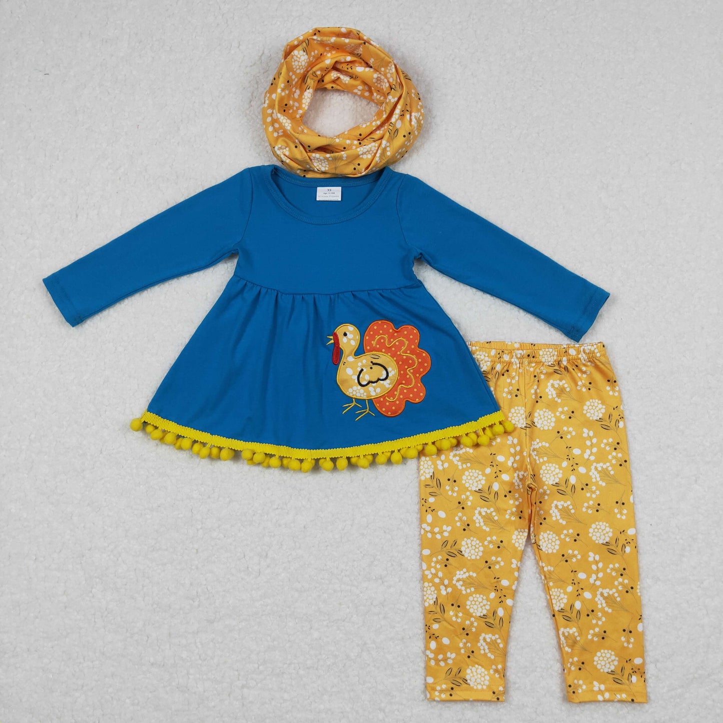 GLP0720 baby girl  blue turkey embroidery outfit