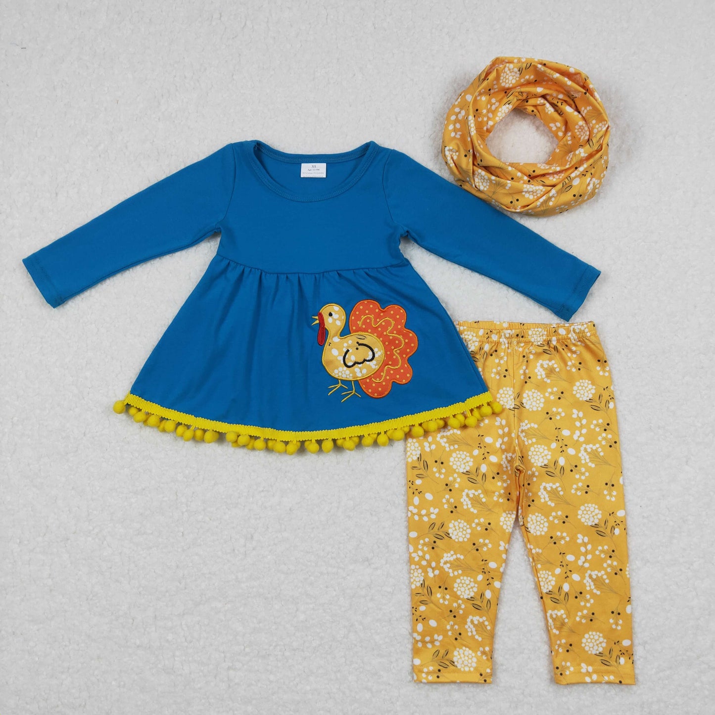 GLP0720 baby girl  blue turkey embroidery outfit