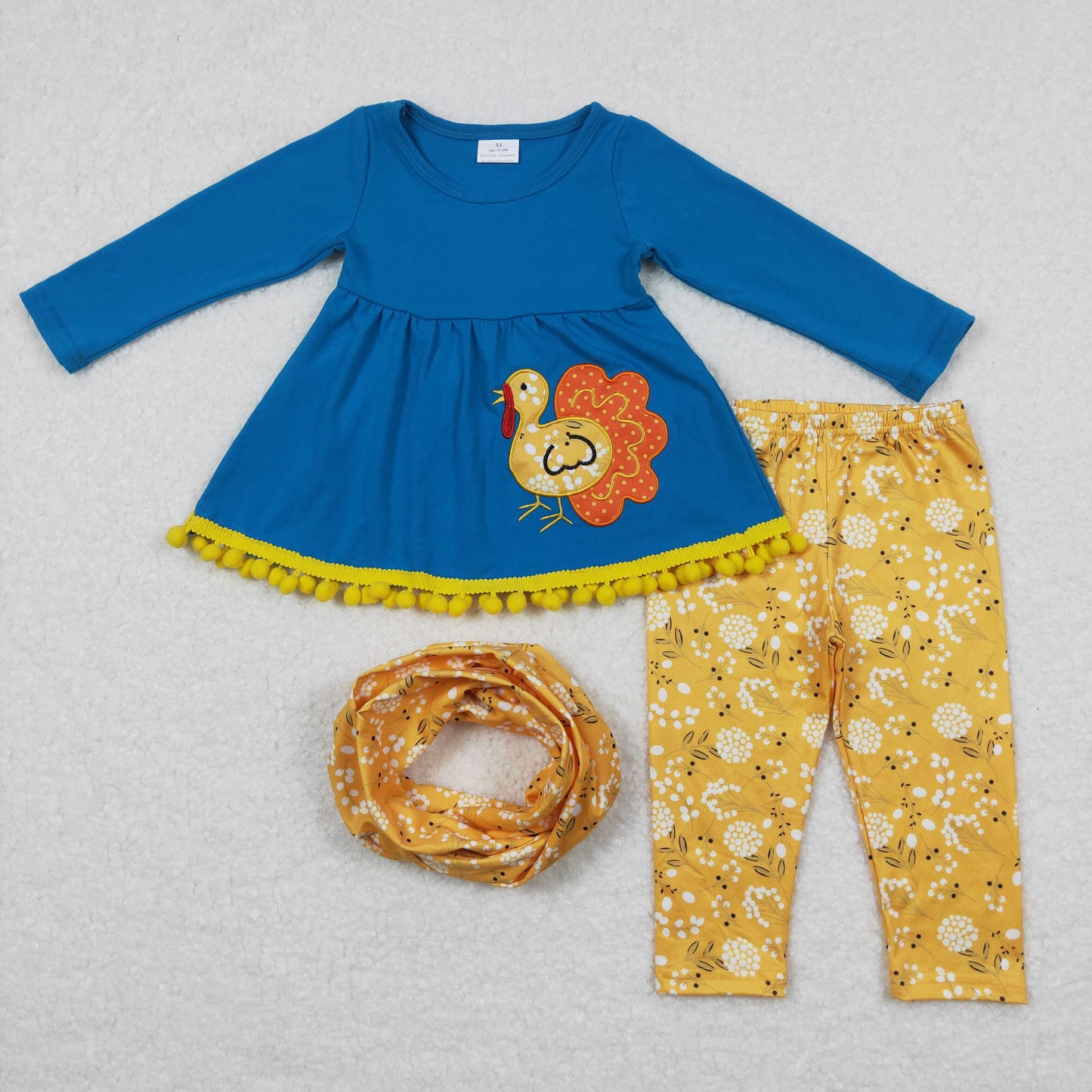 GLP0720 baby girl  blue turkey embroidery outfit