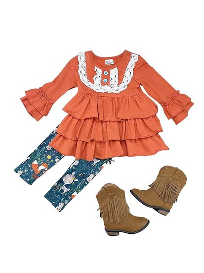 8.21 pre-order orange ruffle lace outfit GLP0752