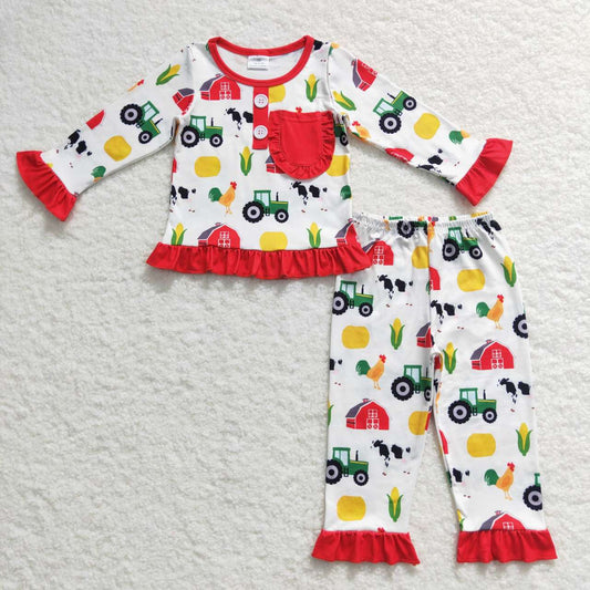 GLP0755 baby girls clothes farm girl pajamas sets