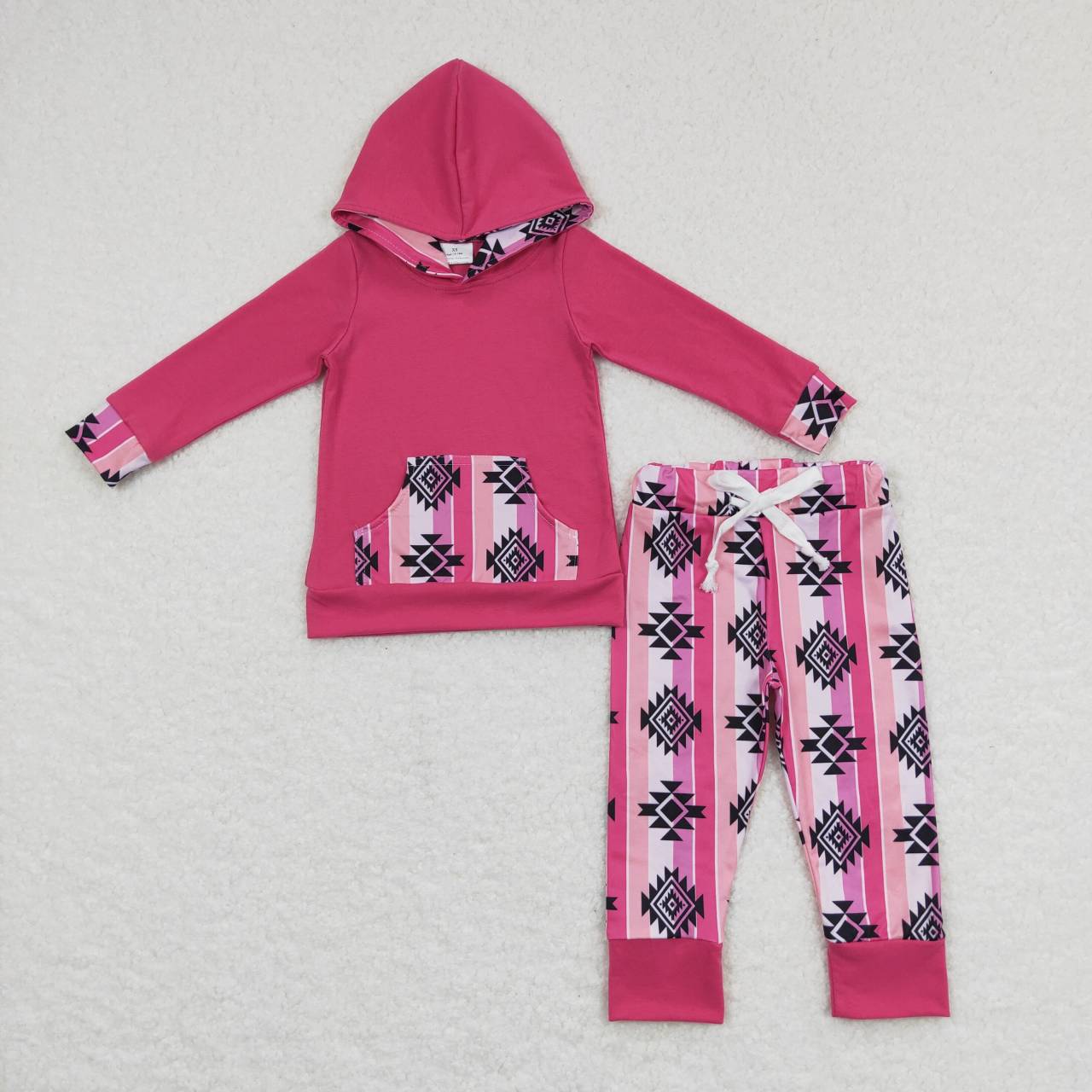 GLP0780 toddler girl clothes geometric pattern pink girl winter outfit