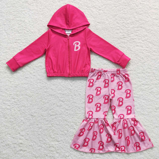 GLP0806 baby girl clothes girl pink fall outfit girl bell bottom outfit