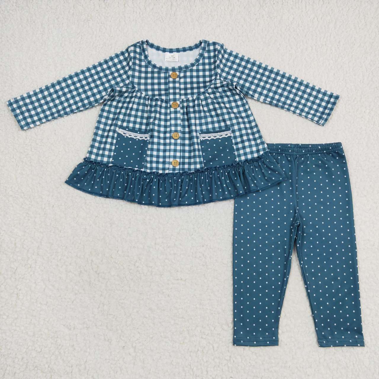 GLP0823 toddler girl clothes plaid polka dots girl winter outfit