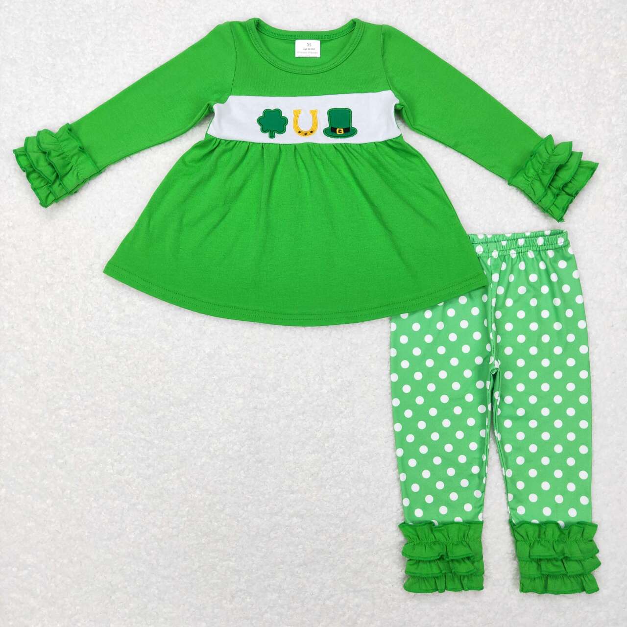 GLP0851 baby girl clothes  embroidery four leaf clover St. Patrick's Day outfit