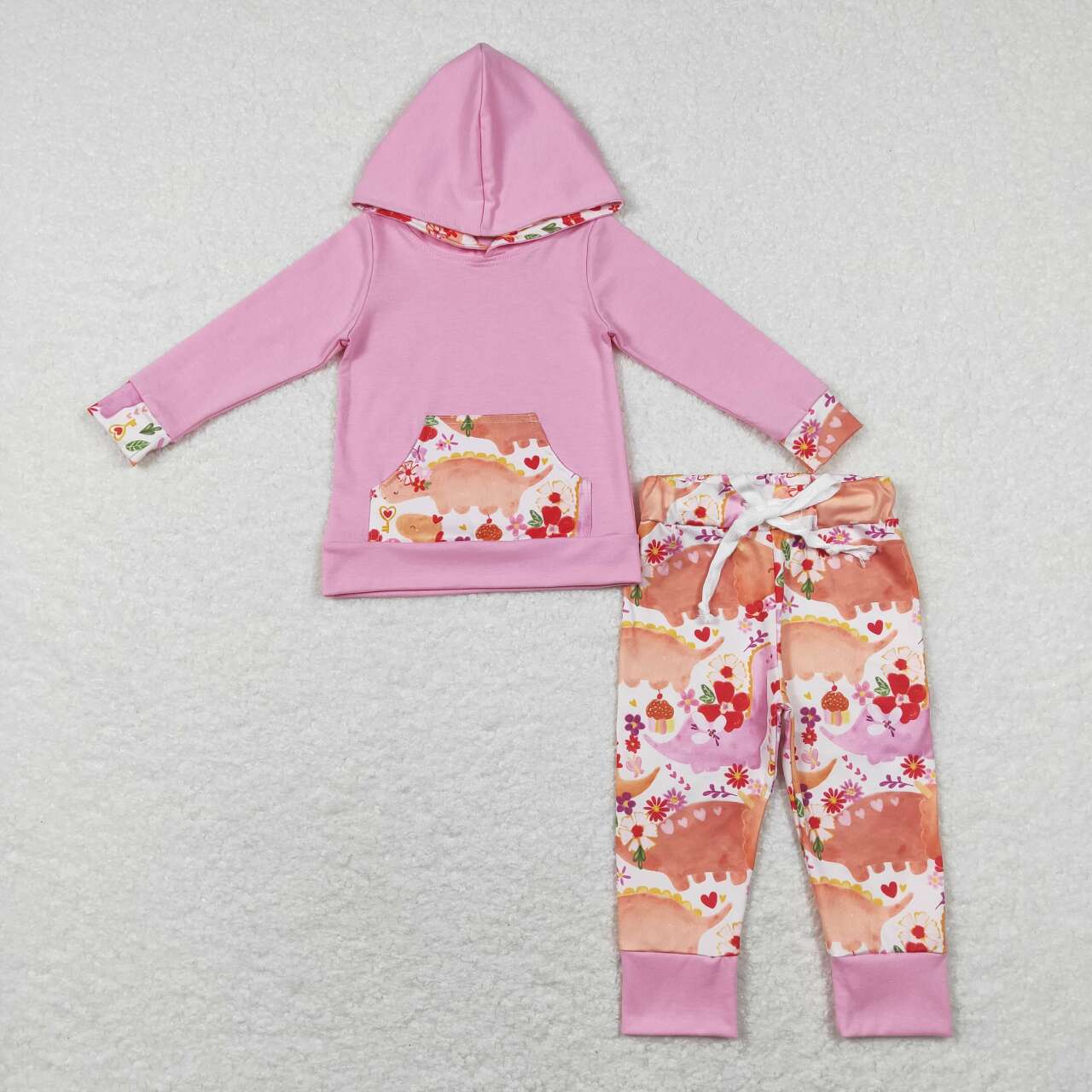 GLP0865 baby girl clothes girl dinosaur hearts valentine's day outfit