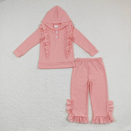 GLP0894 baby girl clothes  girl pink hooded Cotton Suit