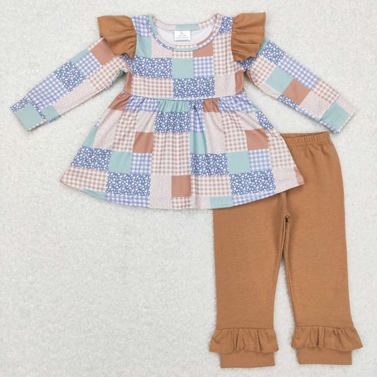 GLP0910 baby girl lattice long sleeve Set