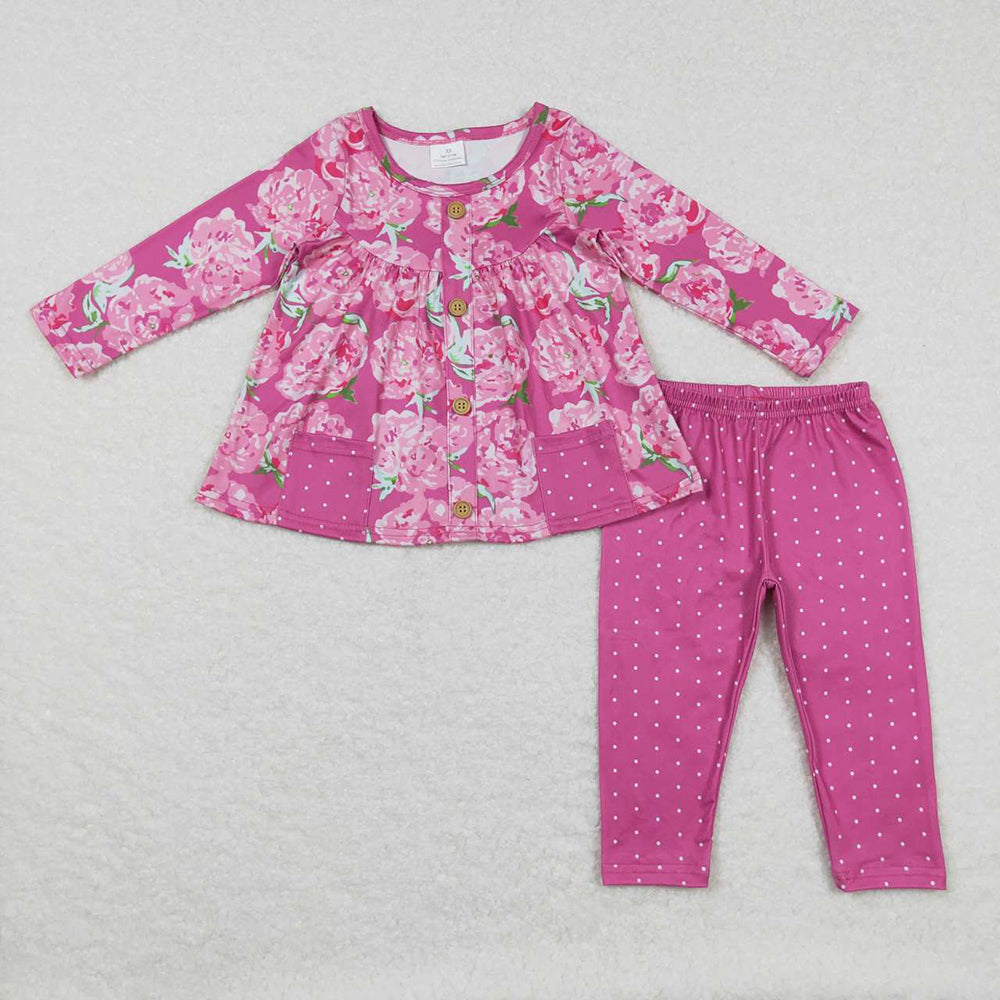 Sibling Baby Girls Fall Floral Pocket Tunic Legging Pants Clothing Sets