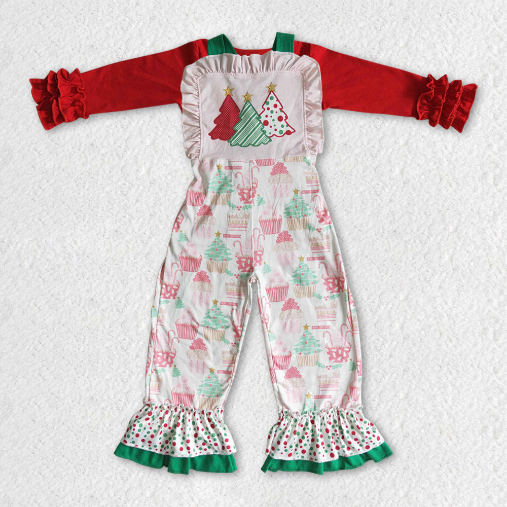Sibling Baby Girls Santa Trees Shirts Top Ruffle Pant Jumpsuits 2 Piece Christmas Clothes Sets