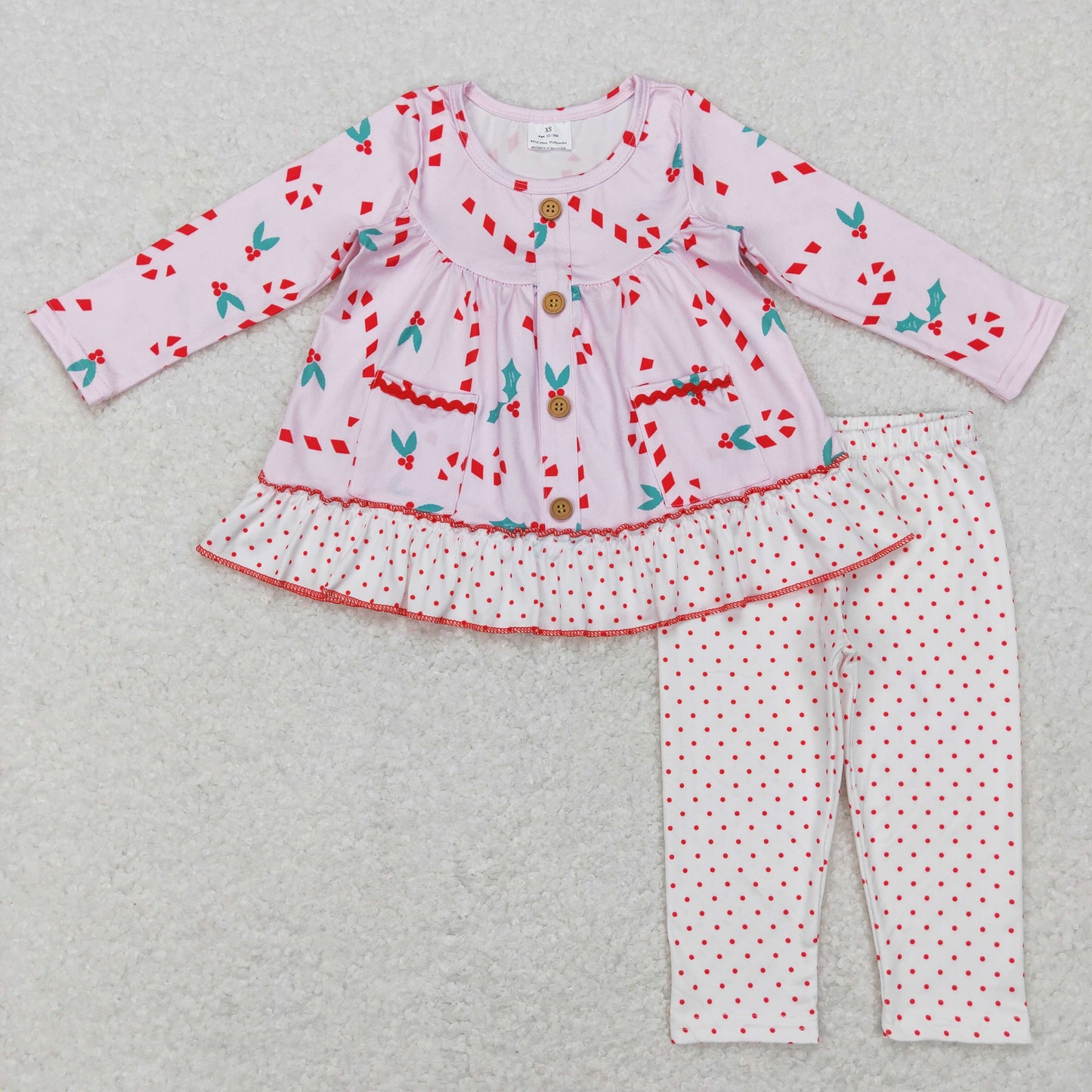 GLP0975 baby clothes girls cane print christmas outfit