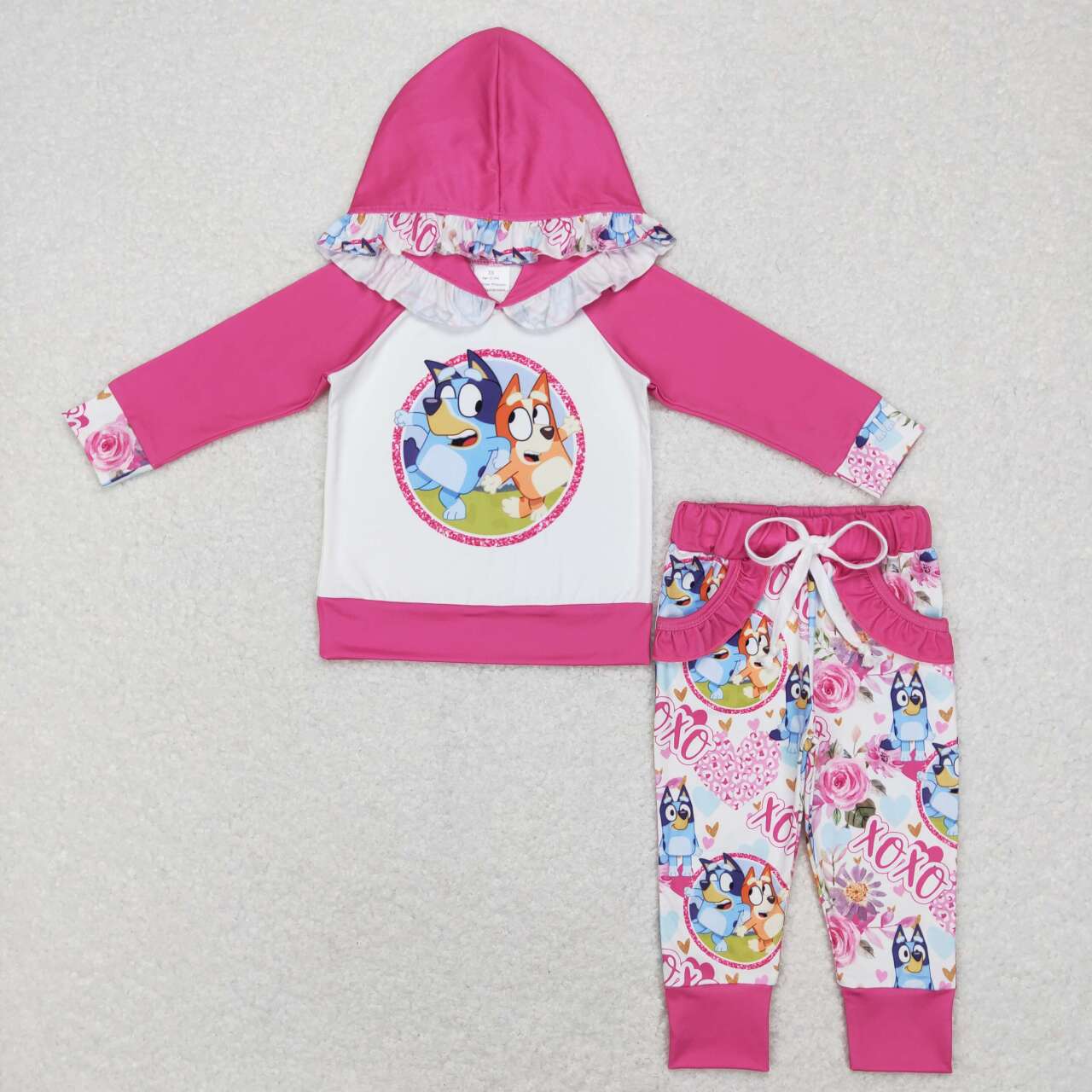 GLP0985 baby clothes girls Pink cartoon hooded suit