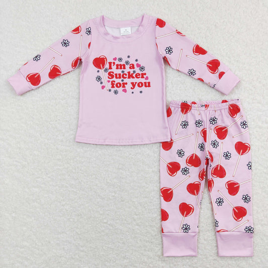 GLP1089 baby girl clothes girl Love Lollipop Valentine's Day outfit