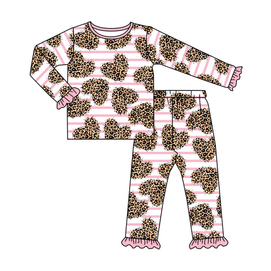 pre-order GLP1091 baby girl clothes girl Love Leopard Print Valentine's Day outfits