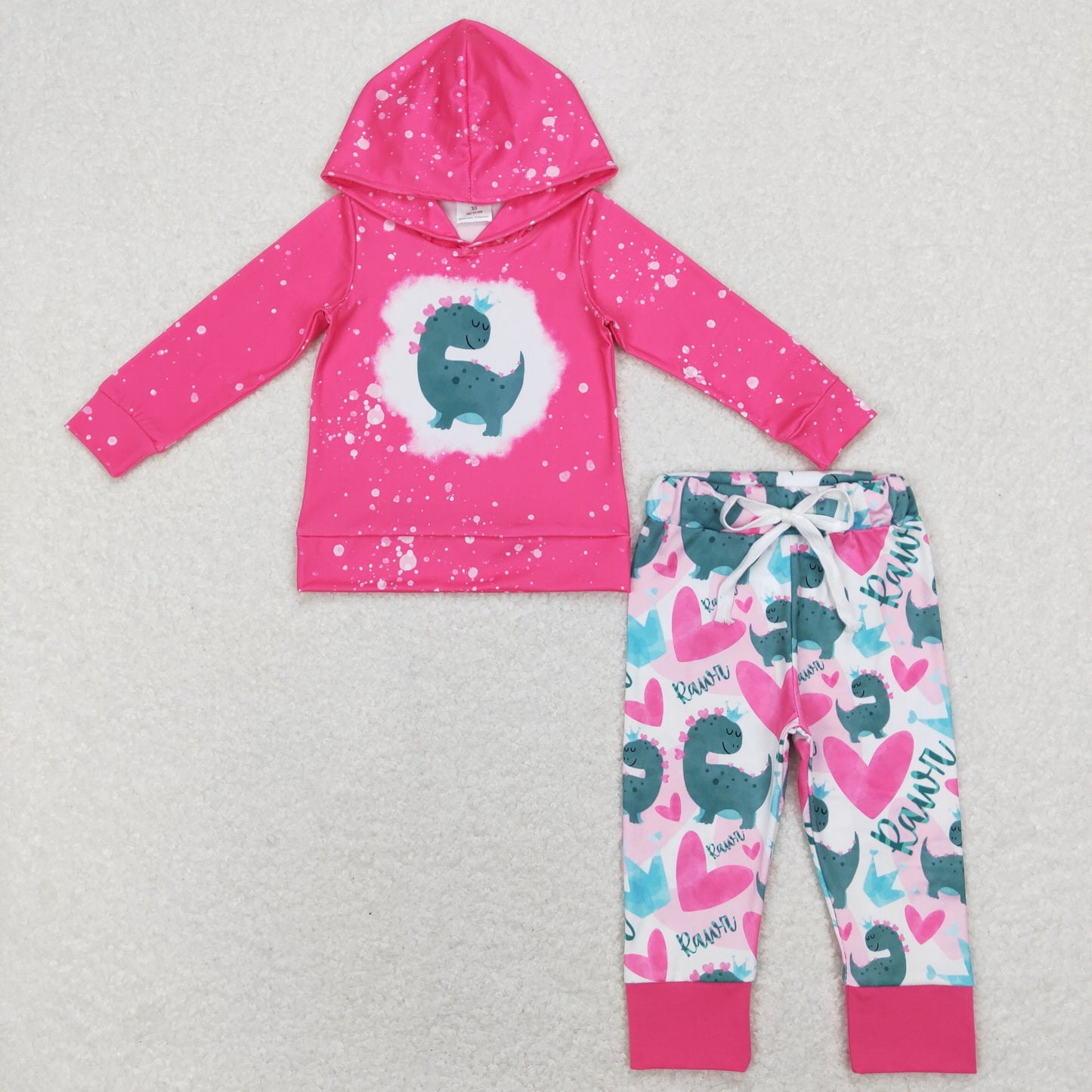 Sibling Baby Girls Floral Dinosaurs Pockets Hoodies Ruffle Leggings Pant Clothes Sets