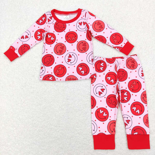 GLP1135 baby girl clothes girl smiley heart valentines day pajamas outfit