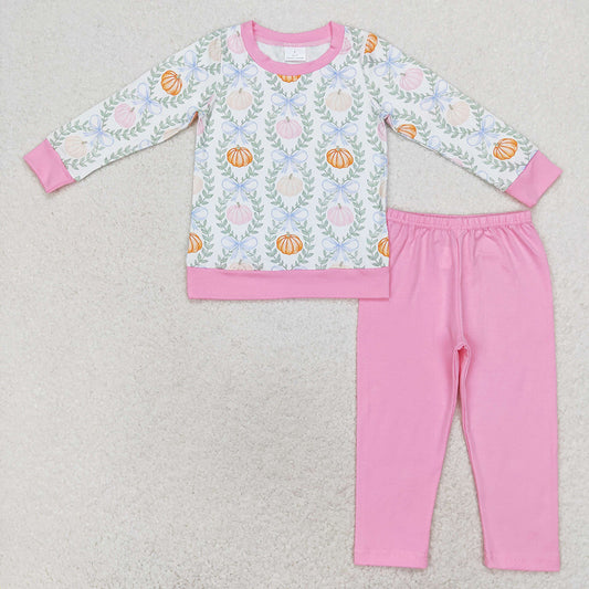 GLP1177 Baby girls pumpkins shirt pink legging pants outfits sets