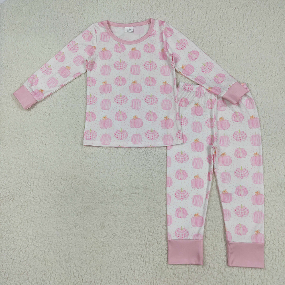 Sibling Boys Baby Girls Bamboo Pumpkins Top Pants Pajamas Outfits