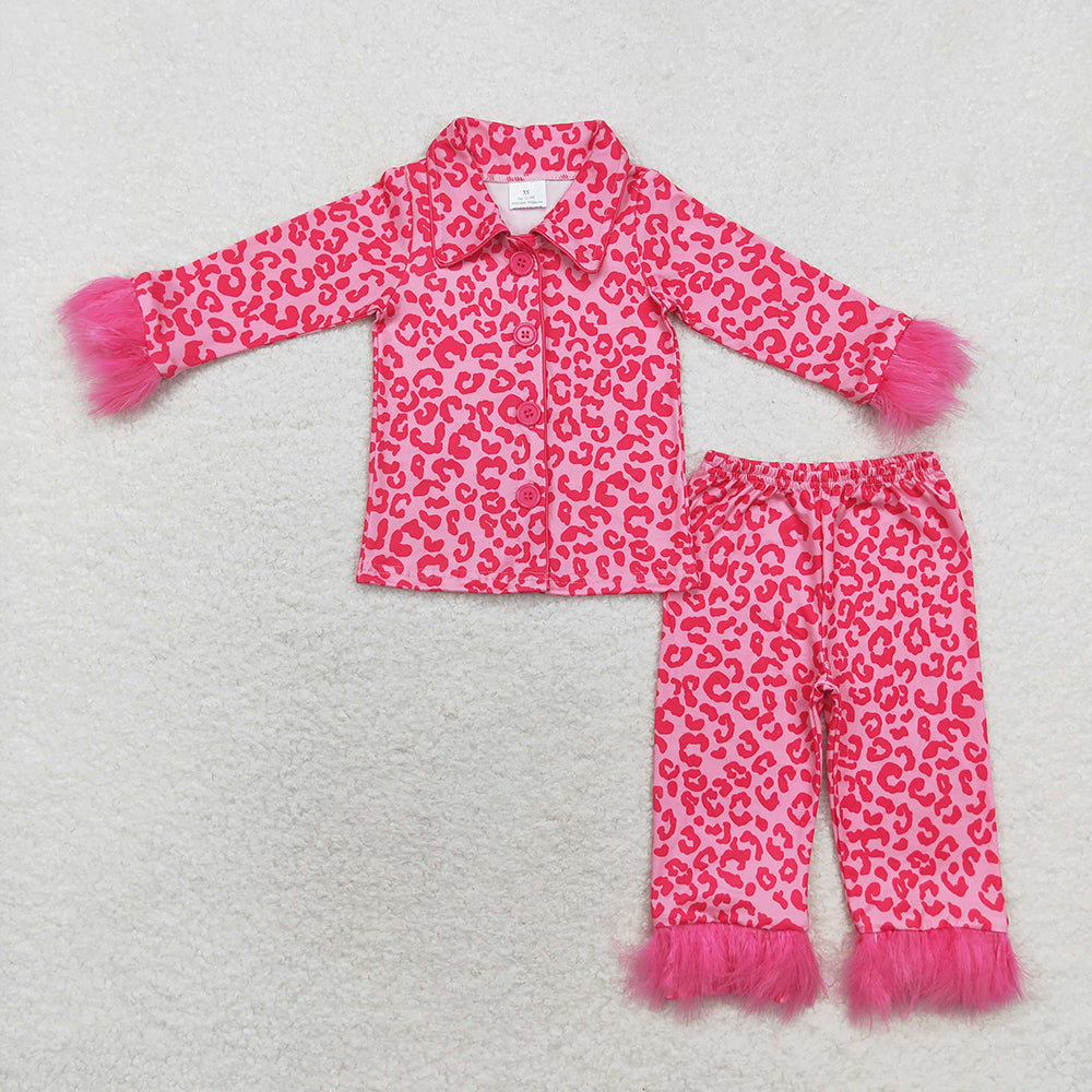 Sibling Baby Girls Sister Buttons Top Pants Fur Pajamas Clothes Sets
