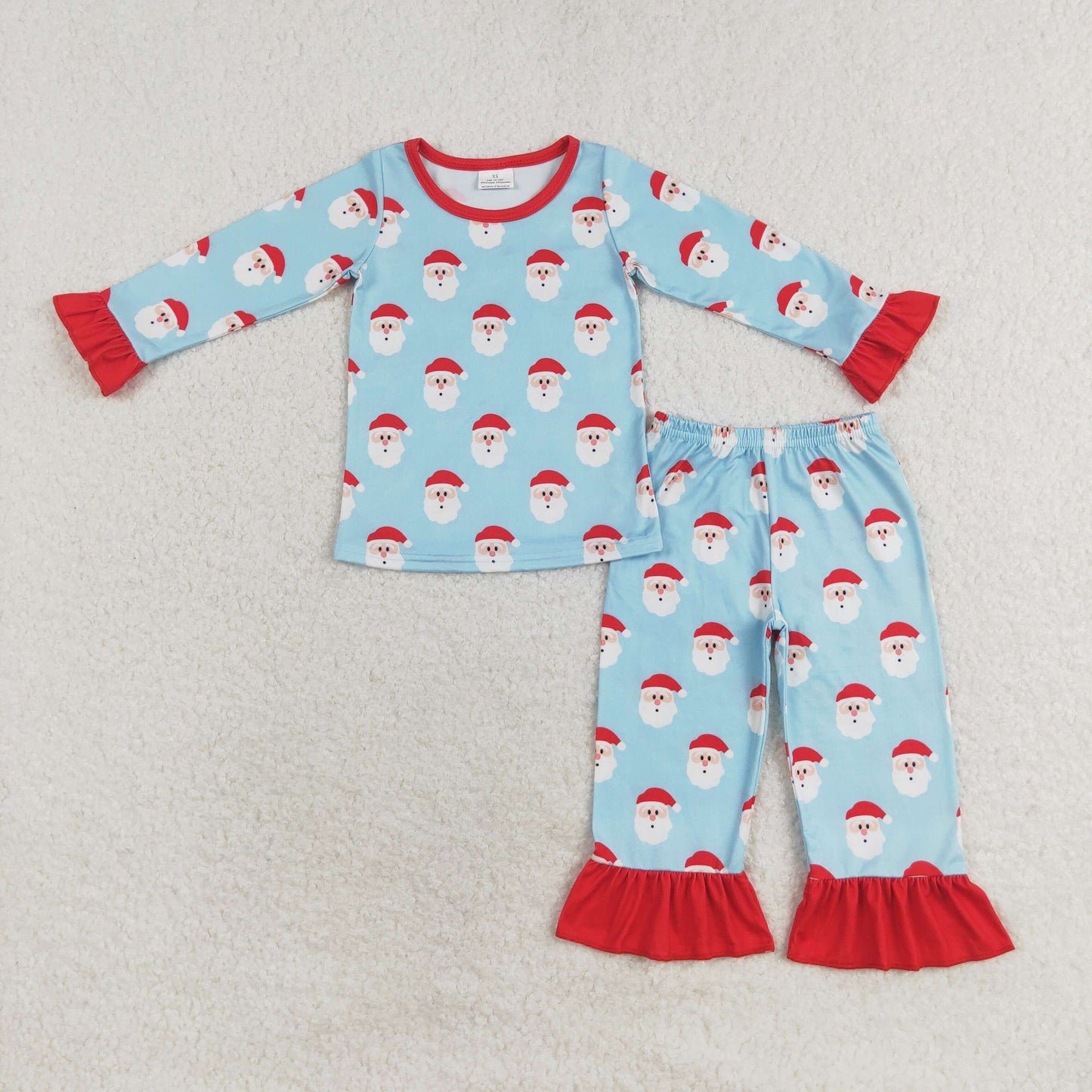 Sibling Baby Boys Girls Christmas Hats Santa Top Pocket Pant Pajamas Sets