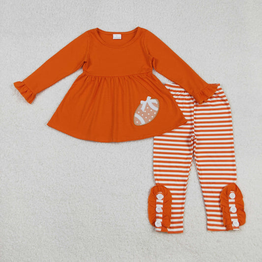 GLP1588 Baby Girls Embroidery Football Tunic Stripe Legging Pants Team Clothes Sets