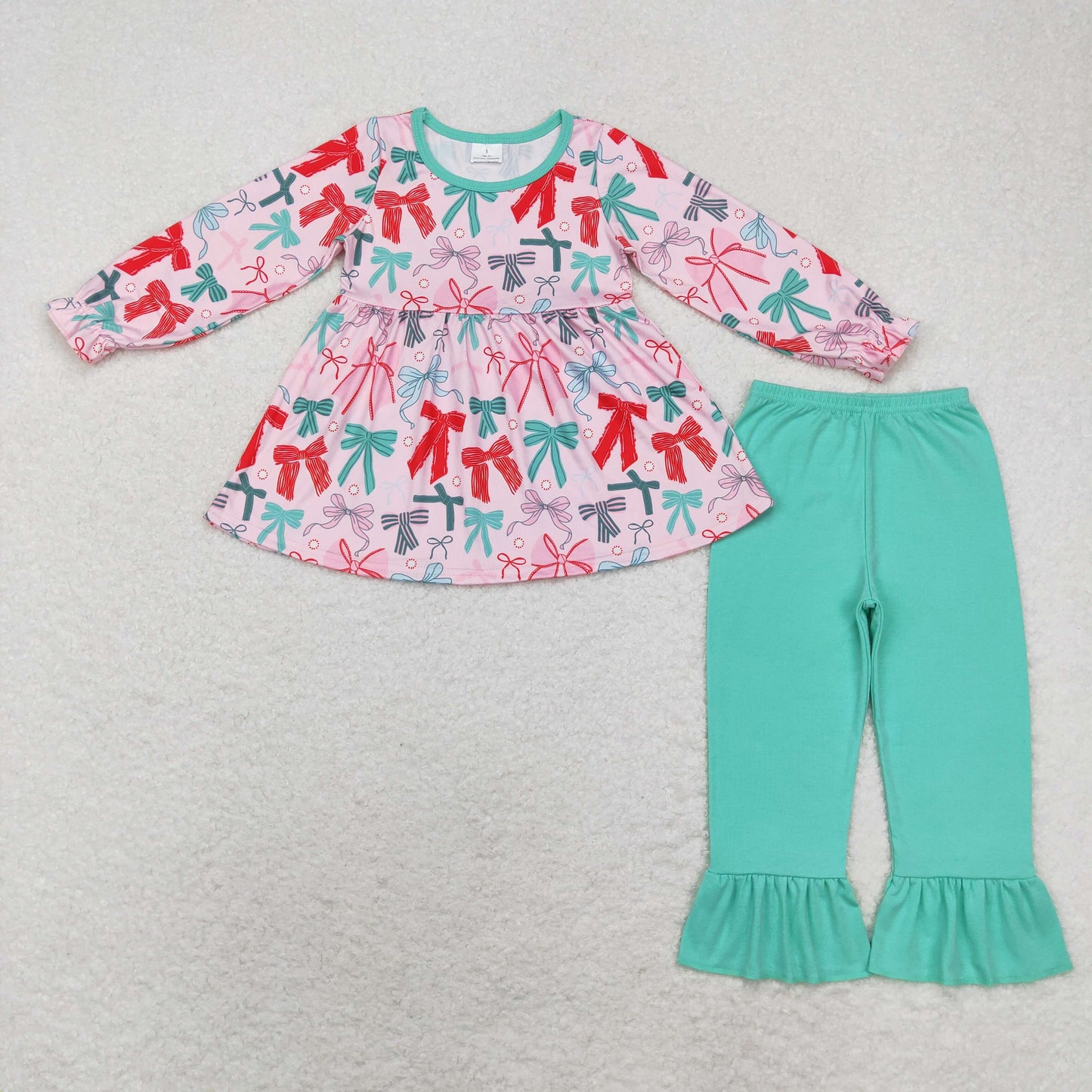 Family Sibling Colorful Bows Pajamas Clothes Sets Zipper Rompers Women Pants Blankets