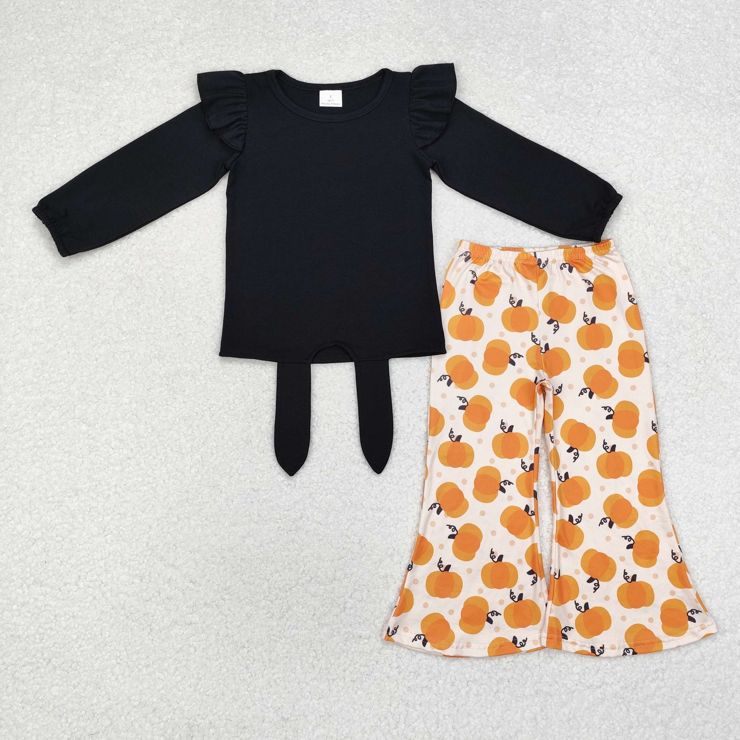 Sibling Baby Girls Bows Flowers Pumpkins Tunic Leggings Bell Bottom Pant Fall Clothes Set