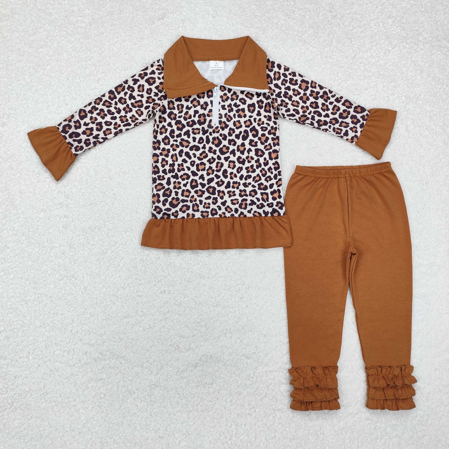 Sibling Baby Boys Girls Floral Leopard Zipper Pullovers Leggings Pant Fall Clothes Sets