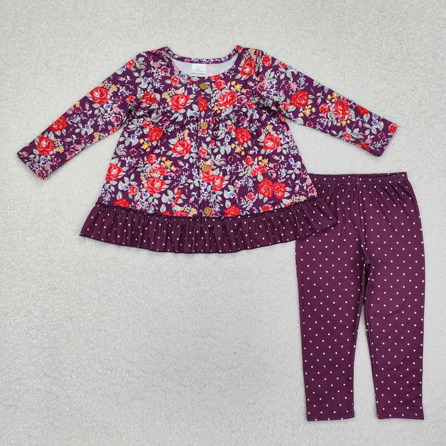 Sibling Baby Girls Bows Flowers Tunic Leggings Pant Ruffle Sleeves Clothes Sets