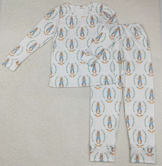 GLP2219 Adult Women Rabbits Carrots Checked Button Top Pants Easter Pajamas Set