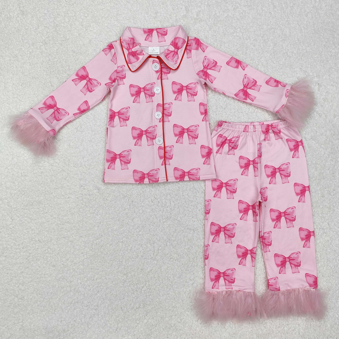 Sibling Baby Girls Sister Bows Boots Hearts Buttons Top Pants Fur Pajamas Clothes Sets