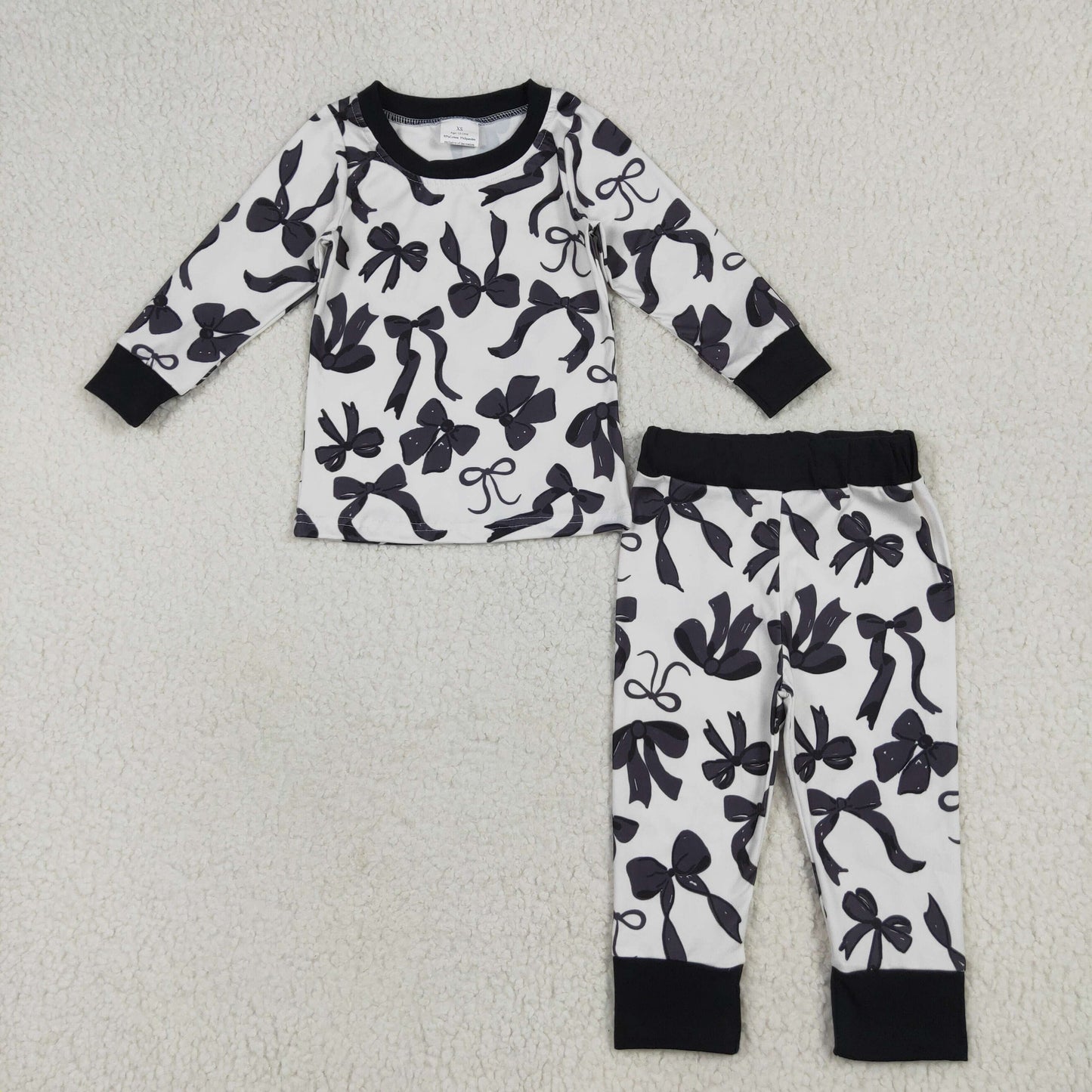 Sibling Baby Kids Black Bows Checked Pajamas Sets Zipper Footie Rompers Blankets